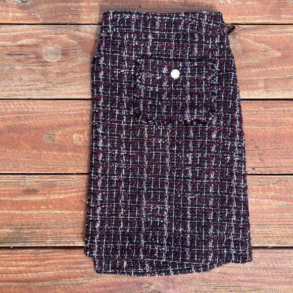 NWT Ann Taylor Loft 8P Mini Skirt | Purple Tweed Boucle Preppy Coquette Sparkle - Picture 16 of 16